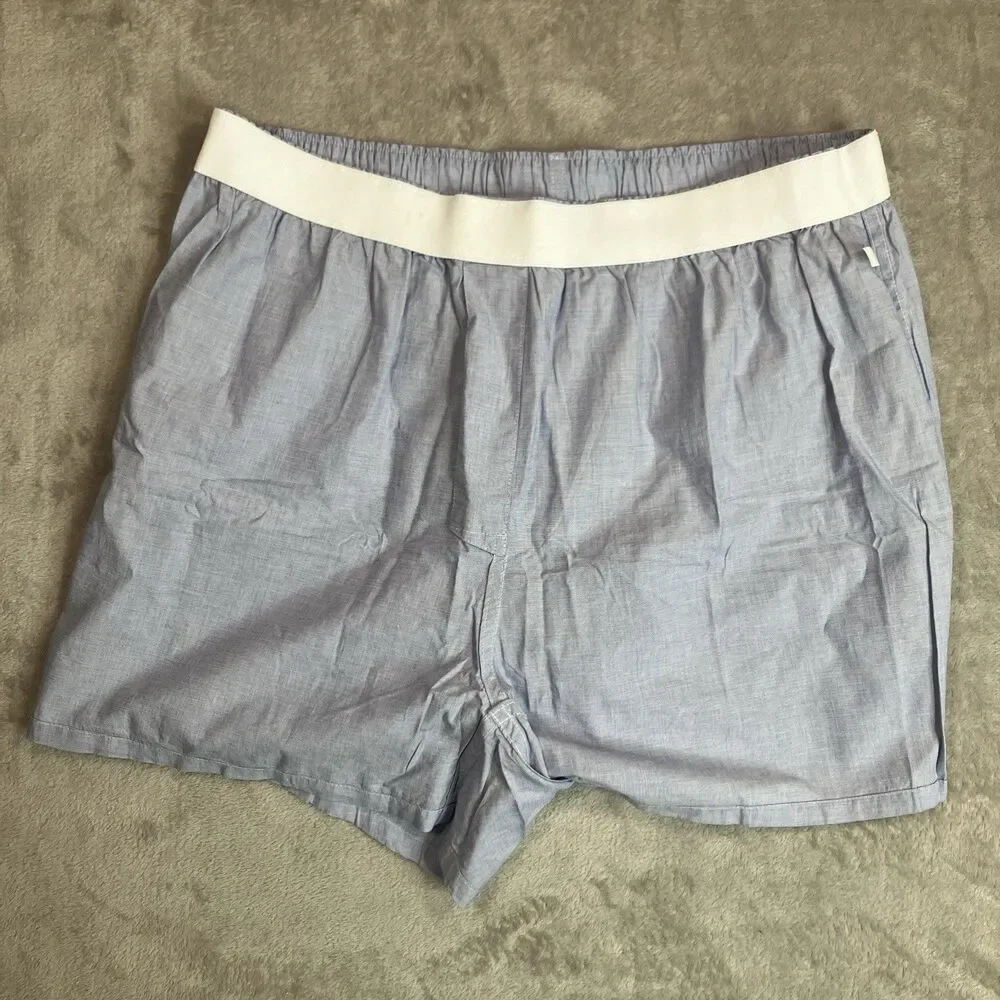 J Crew Boxer Underwear Mens L Blue Cotton Woven Elastic‎ Waist Lightweight BV599